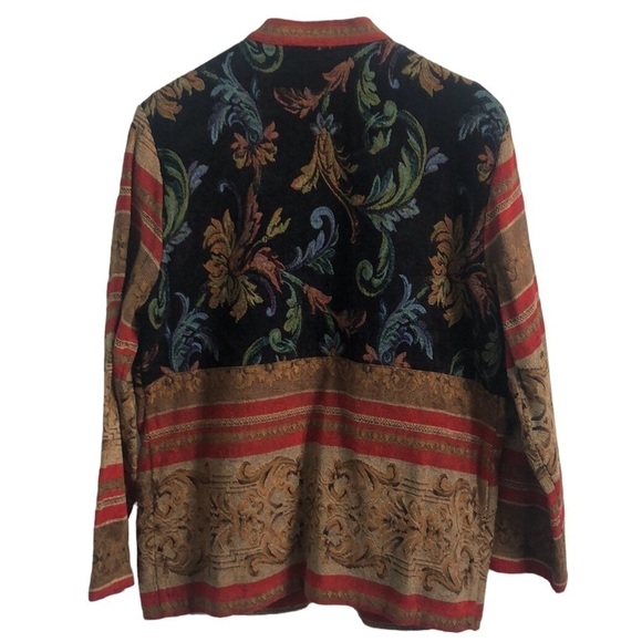 Sag Harbor Vintage Style Jacquard Pattern Collarless Jacket Coat Size 16 - Picture 14 of 14